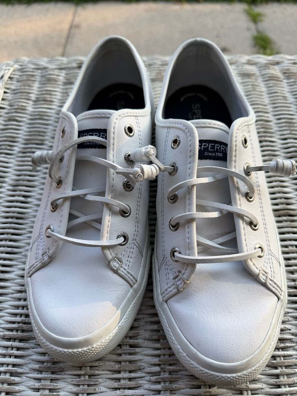 Sperry Crest Vibe Leather Lace-Up Sneakers in White